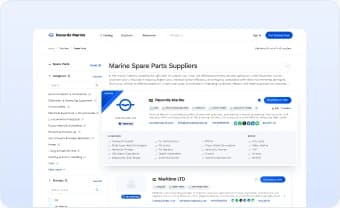 Records Marine catalog showing suppliers with verification badges